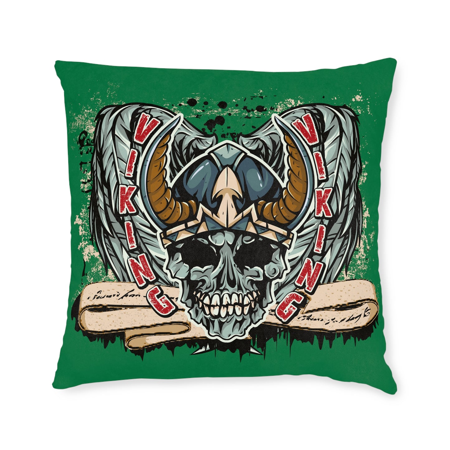 Square Viking Pillow - (Dark Green)
