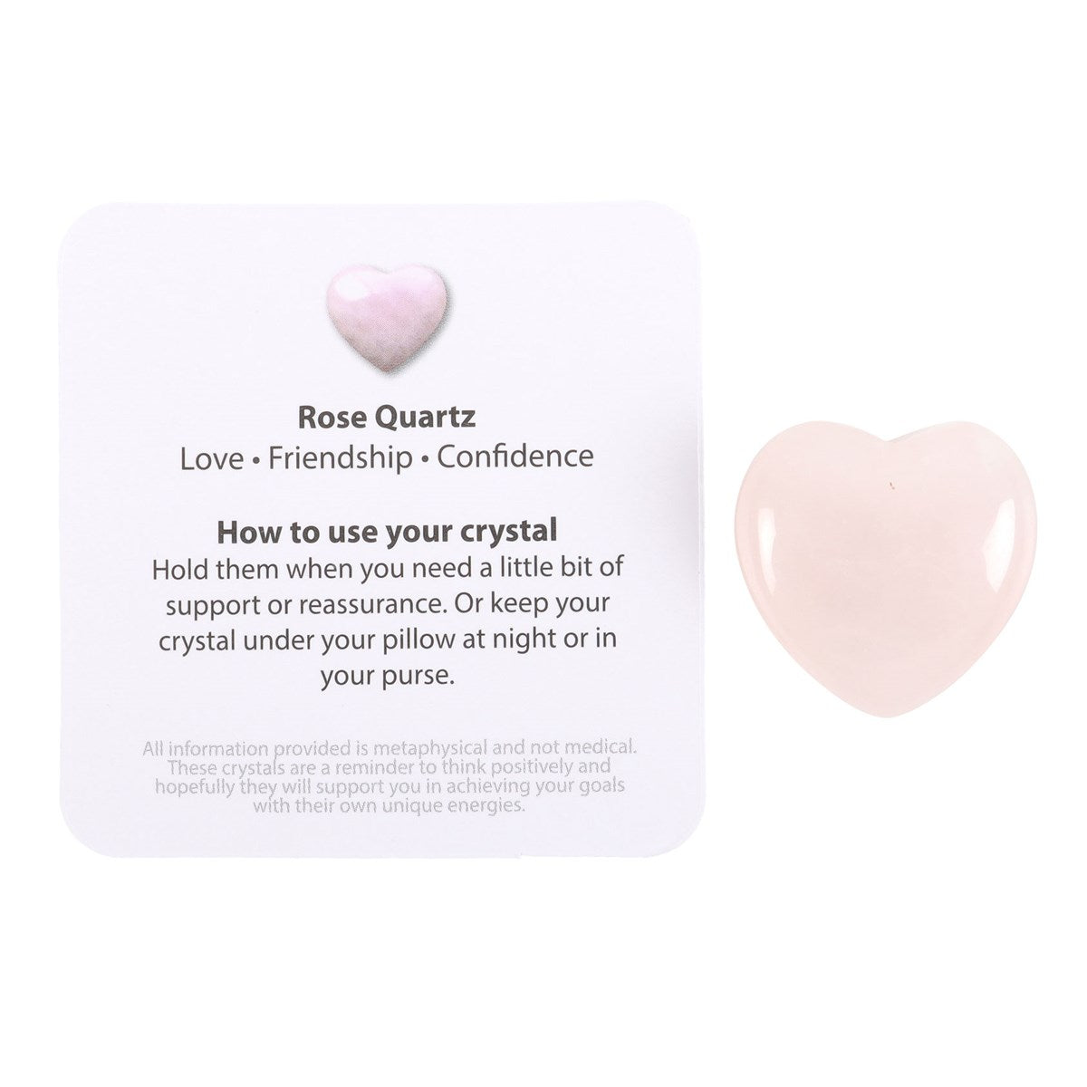 I Love You Rose Quartz Crystal Heart in a Bag