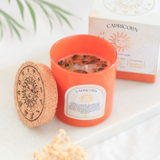 Capricorn Sandalwood & Jasmine Gemstone Zodiac Candle