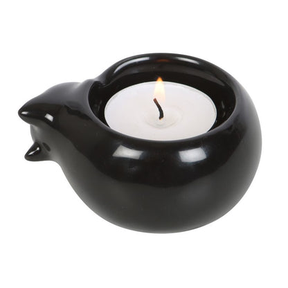 Black Cat Ceramic Tealight Candle Holder