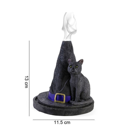 Witch Hat With Cat Incense Cone Holder