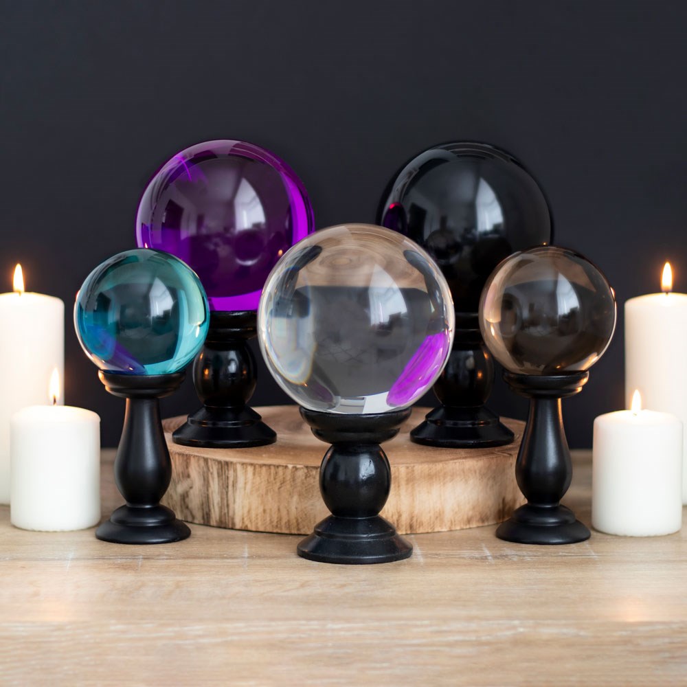Small Black Crystal Ball on Stand