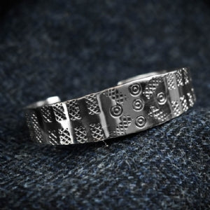 925 Sterling Silver Stamped Cuff with Cross Design