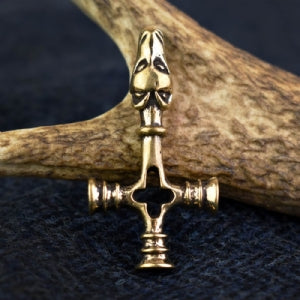 Dragon Head & Cross Hammer Pendant Bronze