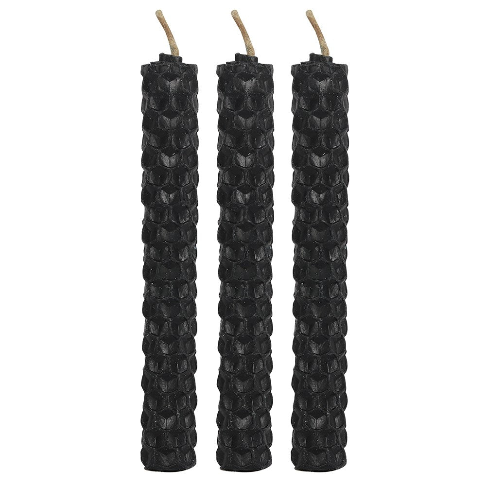 Set of 6 Black Beeswax Spell Candles