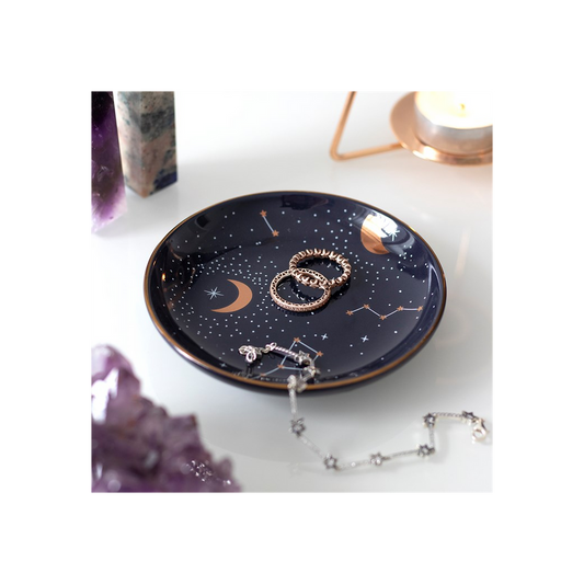 10.5cm Ceramic Purple Star Sign Trinket Dish